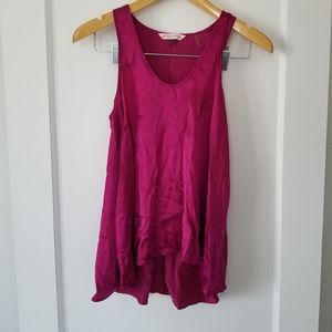 Rebecca Taylor magenta sleeveless silk blouse